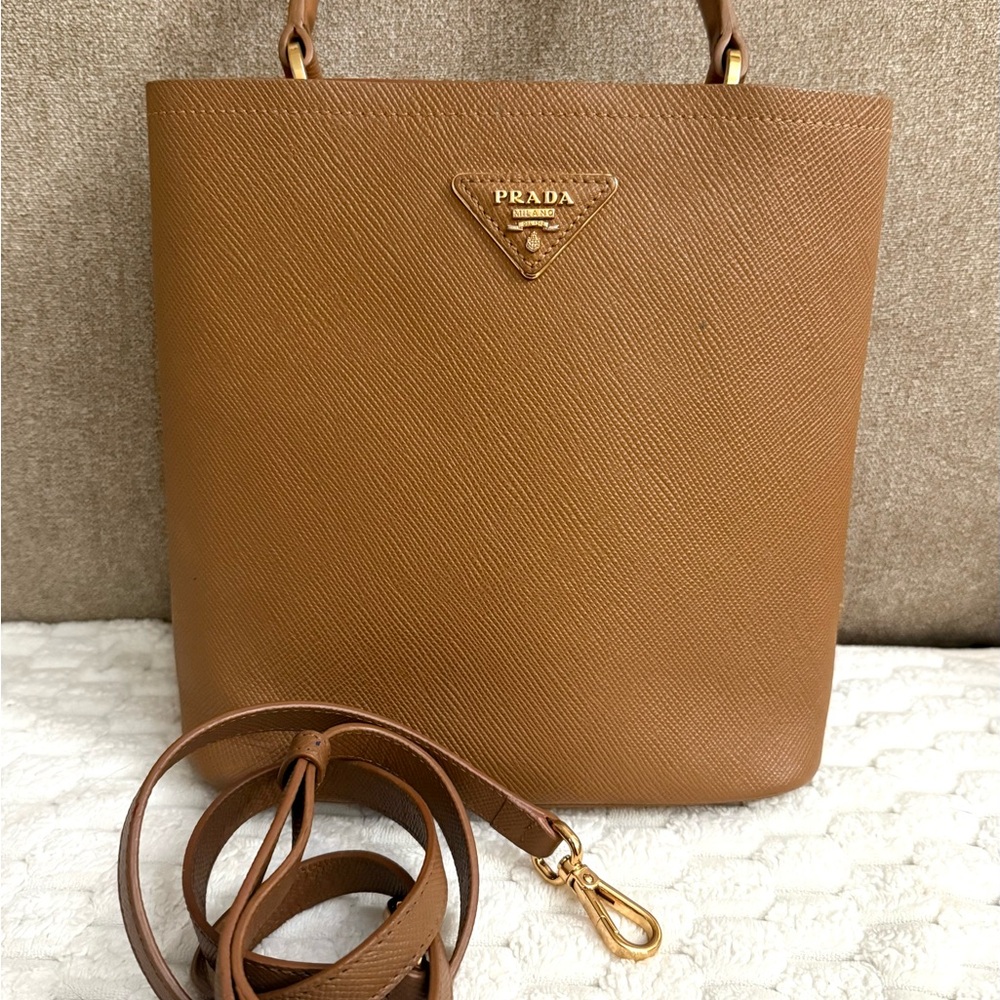 Prada Brown Crossbody Bag with Gold Accents